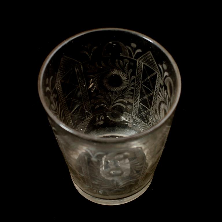 BÄGARE, glas, Tyskland, 1700-/1800-tal.