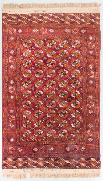 MATTA, semiantik, bochara Turkmen, ca 268+9 cm slätväv/sida x 188 cm.