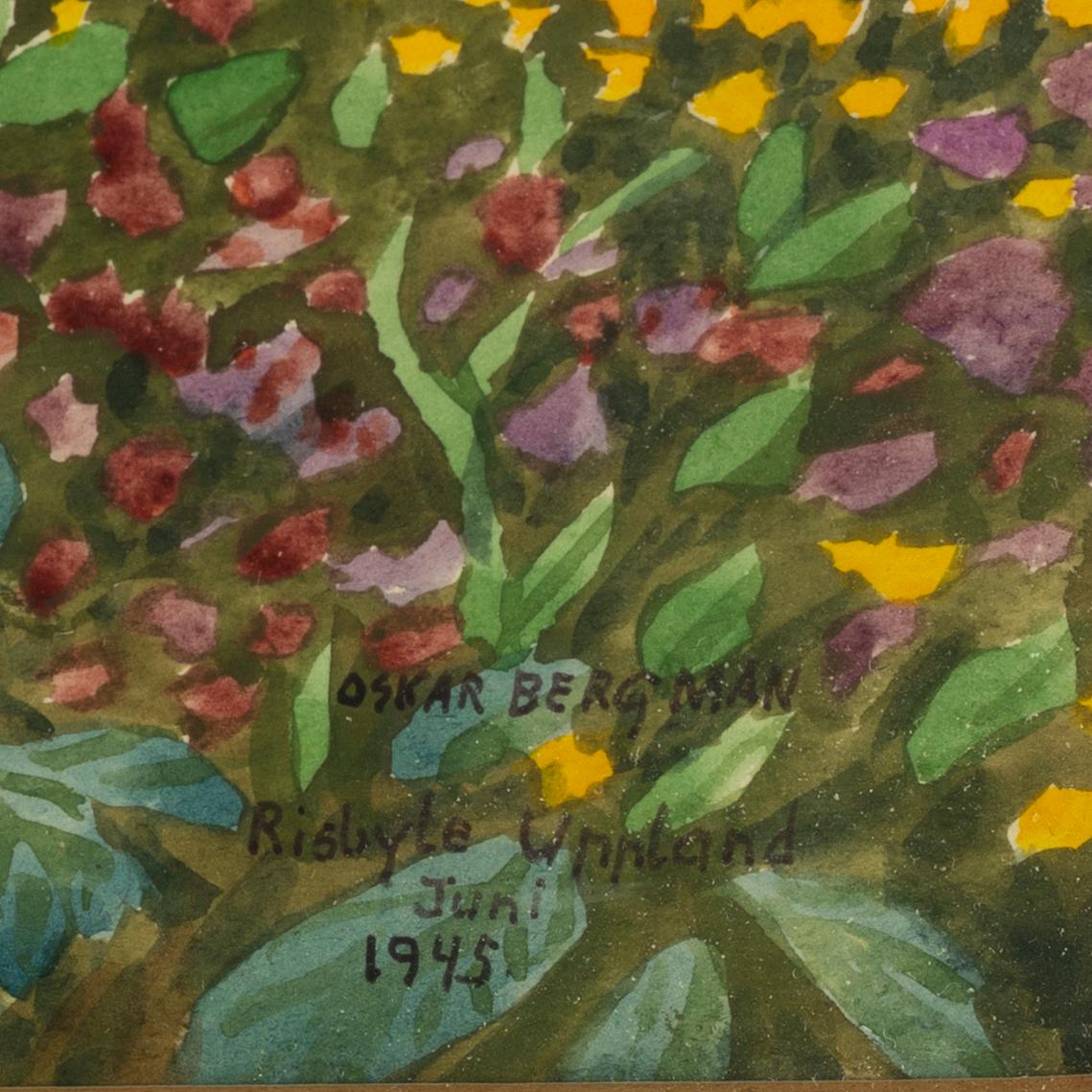 OSKAR BERGMAN, akvarell, signerad Oskar Bergman och daterad Risbyle Uppland juni 1945.