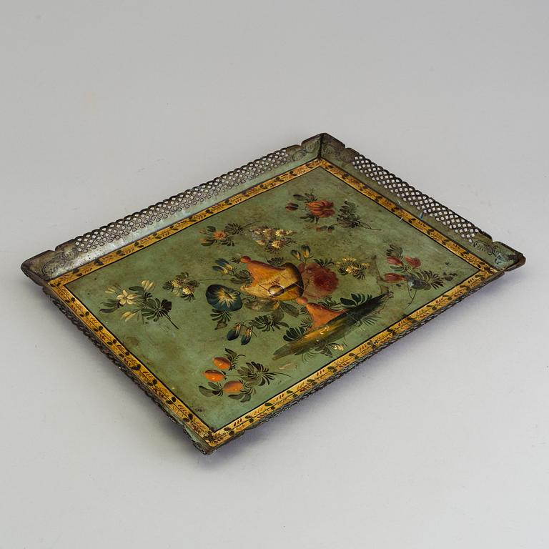 A painted metal tray late 18th century.