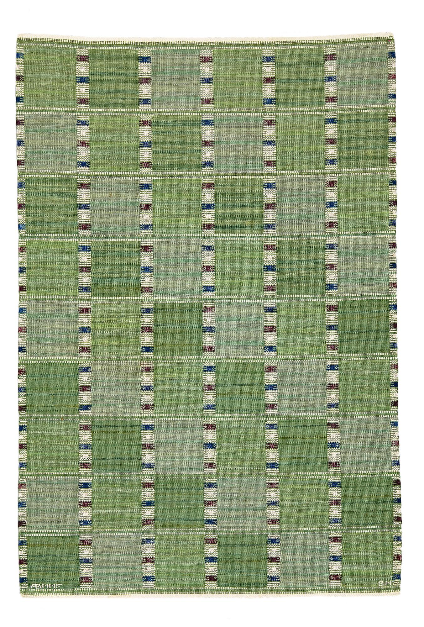 Barbro Nilsson, MATTA, "Falurutan grön I", rölakan, ca 233 x 157,5 cm, signerad AB MMF BN.