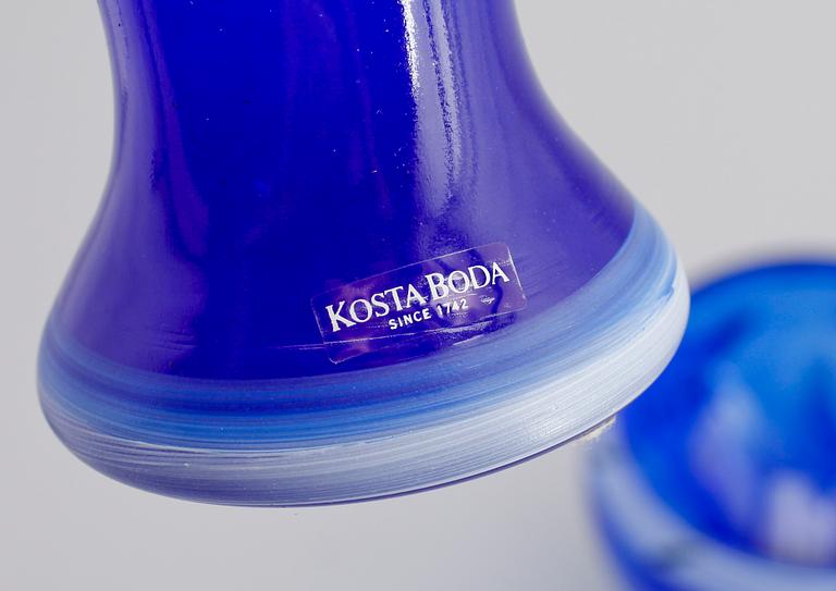 SKÅLAR, 4 delar, glas, Ulrica Hydman-Vallien, Kosta Boda Ateliér, signerade.