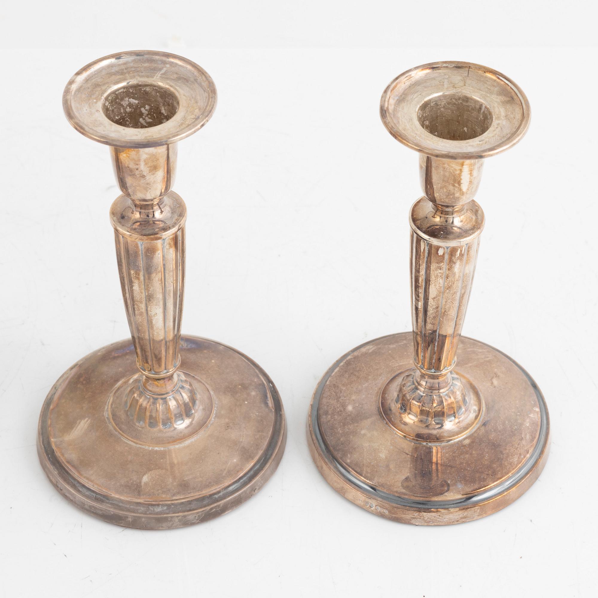 Two paird of silver candel sticks, GAB, 1951 and C.G.Hallberg, 1956, Sweden.