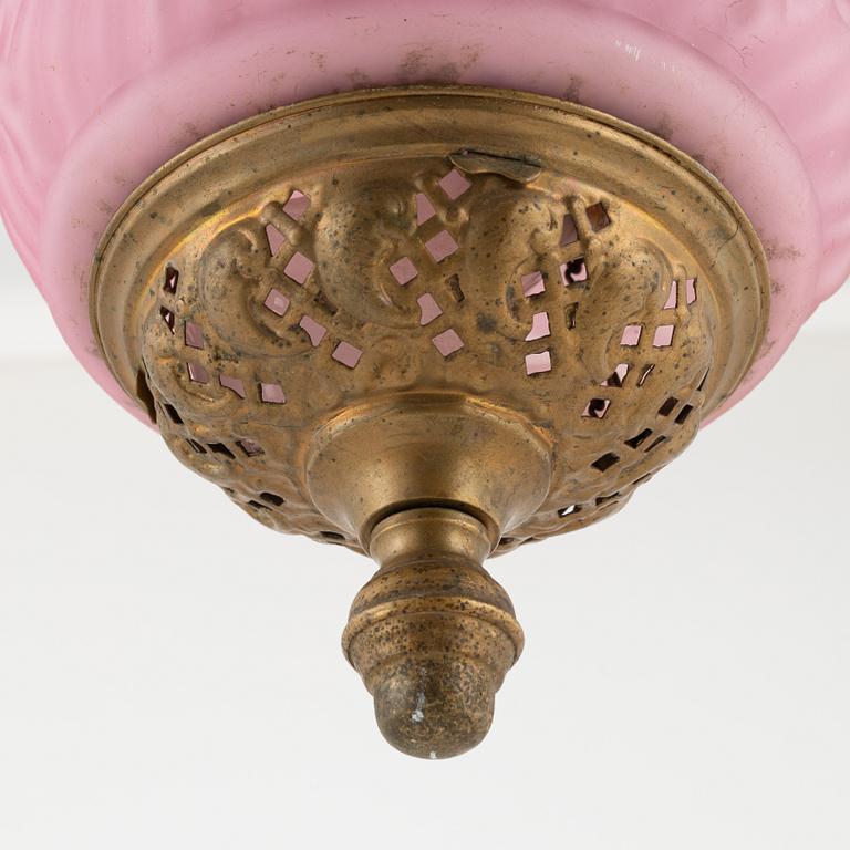 A glass ceiling lamp, around 1900's.