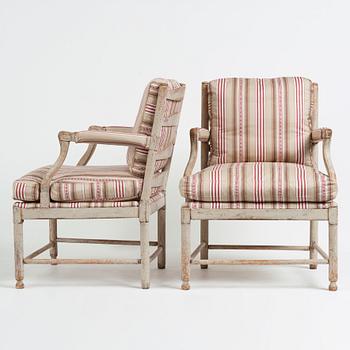 A pair of Gustavian armchairs.