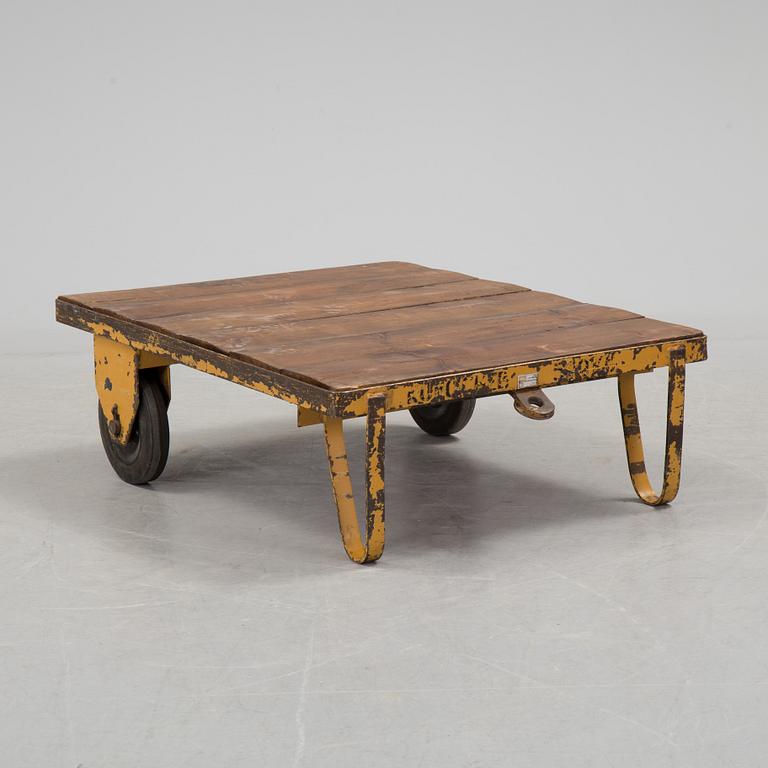 A coffee table converted from a trolley.