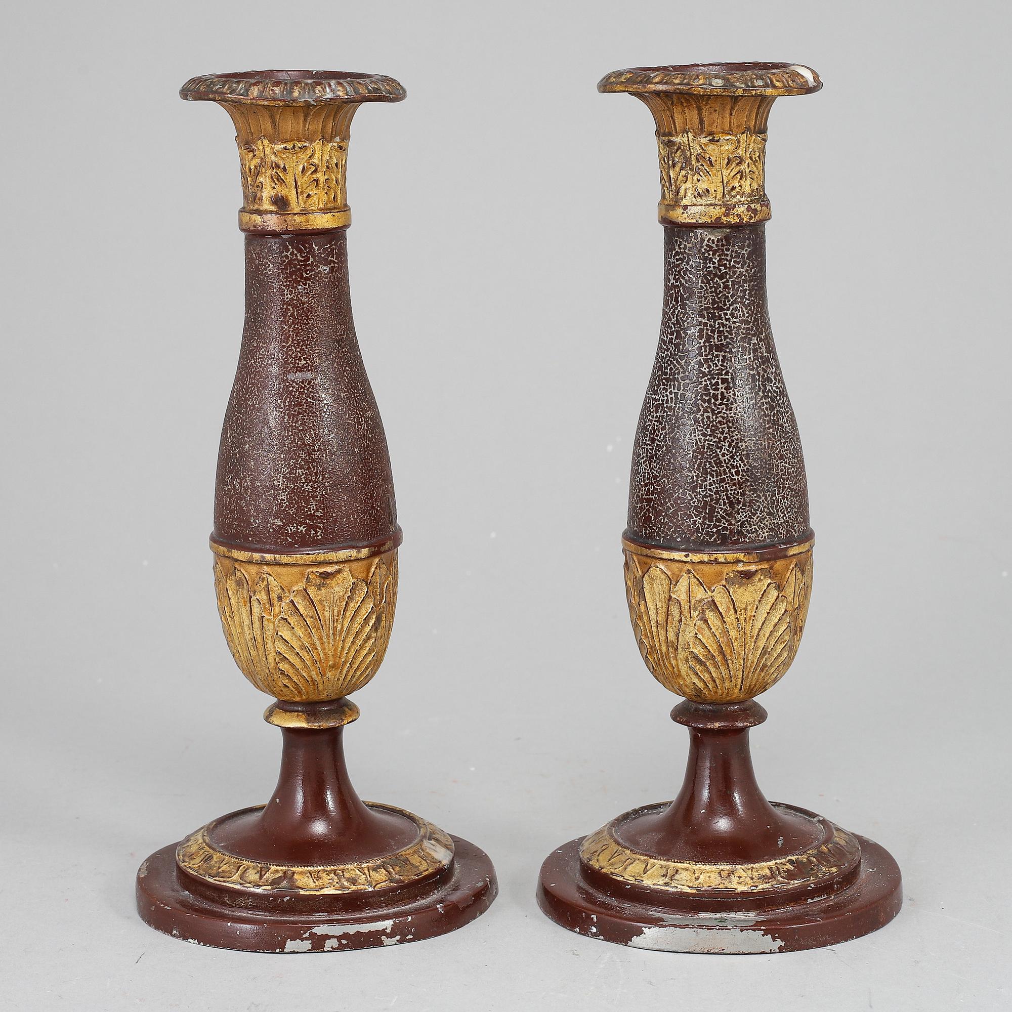 LJUSSTAKAR, ett par, Biedermeier, sannolikt Tyskland, 1800-talets första hälft.