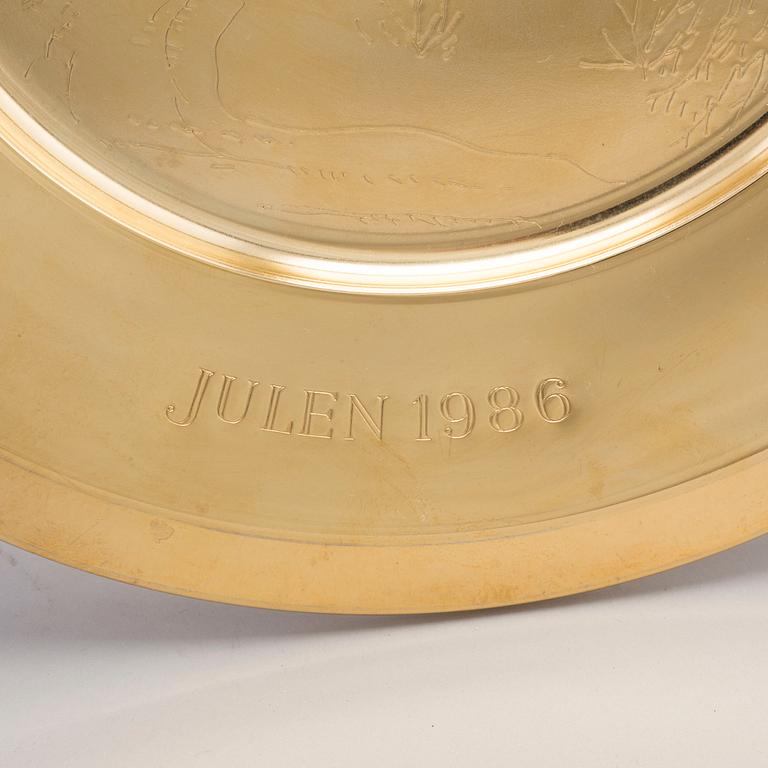 12 brass plates from Skultuna, late 20th century.
