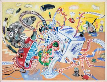 KARIN FROSTENSON, blandteknik, monogramsign.