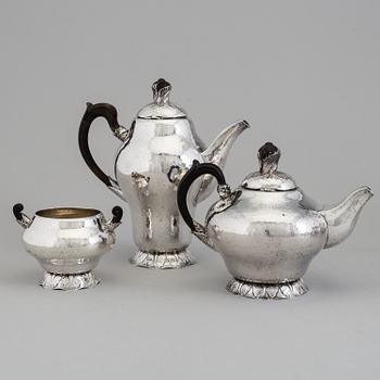MOGENS BALLINS EFT, teservis, 3 delar, silver, jugend, Köpenhamn, efter Hans Peter Hertz övertagande (1908) ca. 1910.
