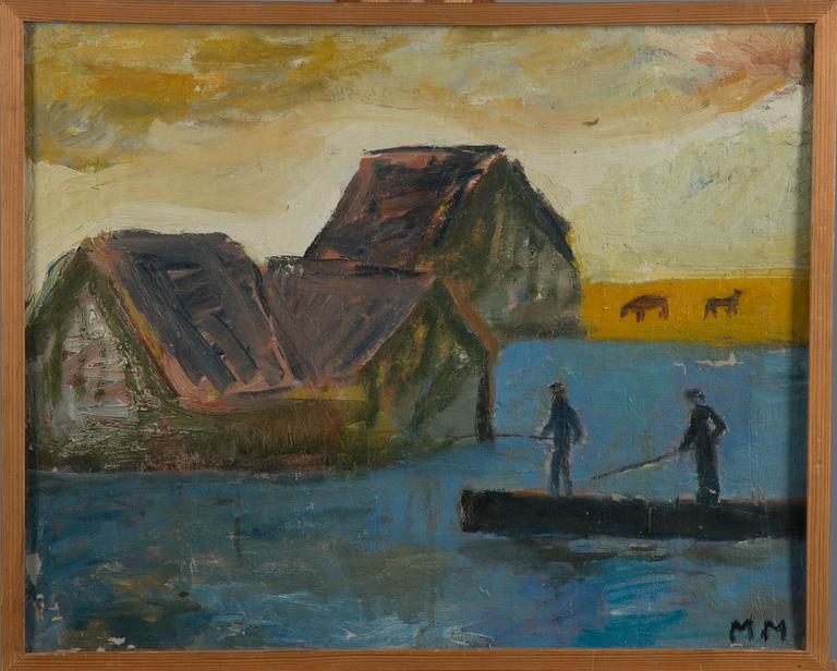 MAUNO MARKKULA, olja på duk, uppfodrad på skiva, signerad MM.