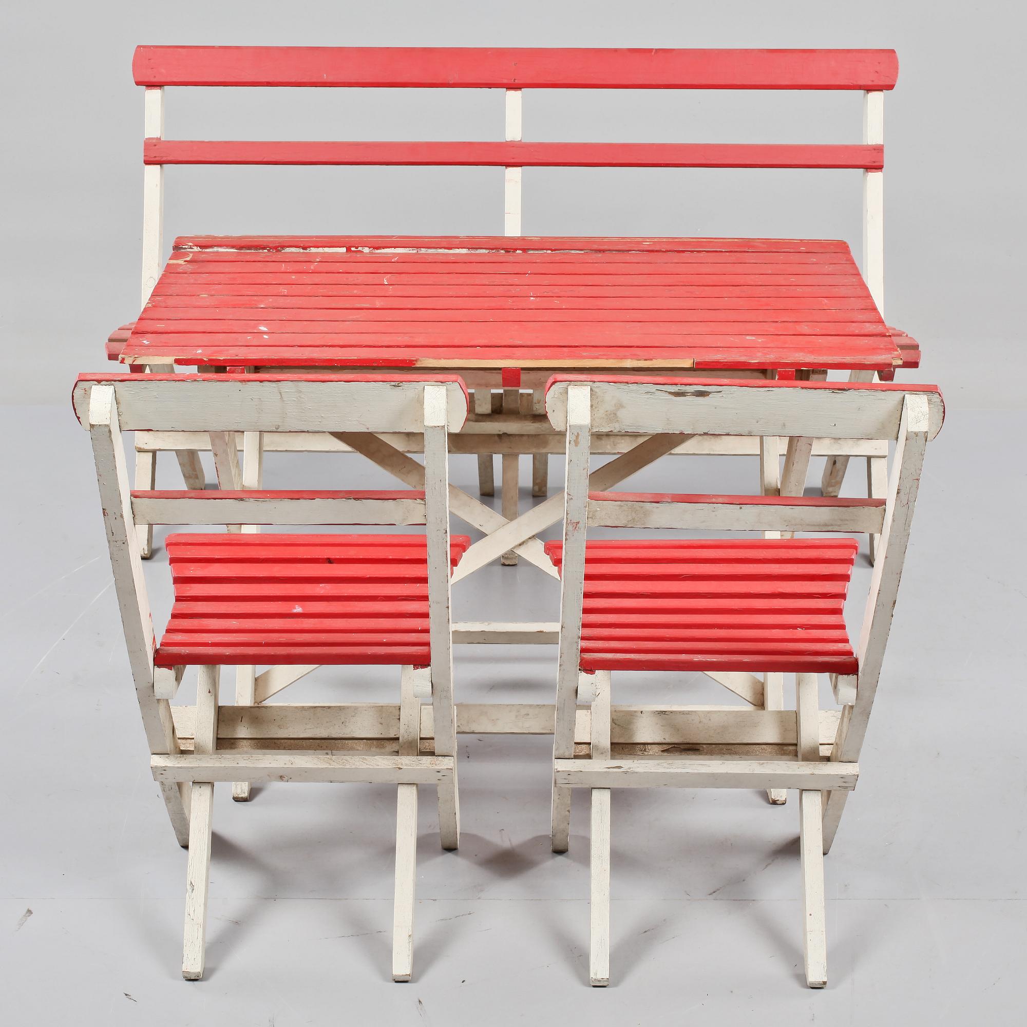 TRÄDGÅRDSMÖBLEMANG, 4 delar, 1900-talets andra hälft.