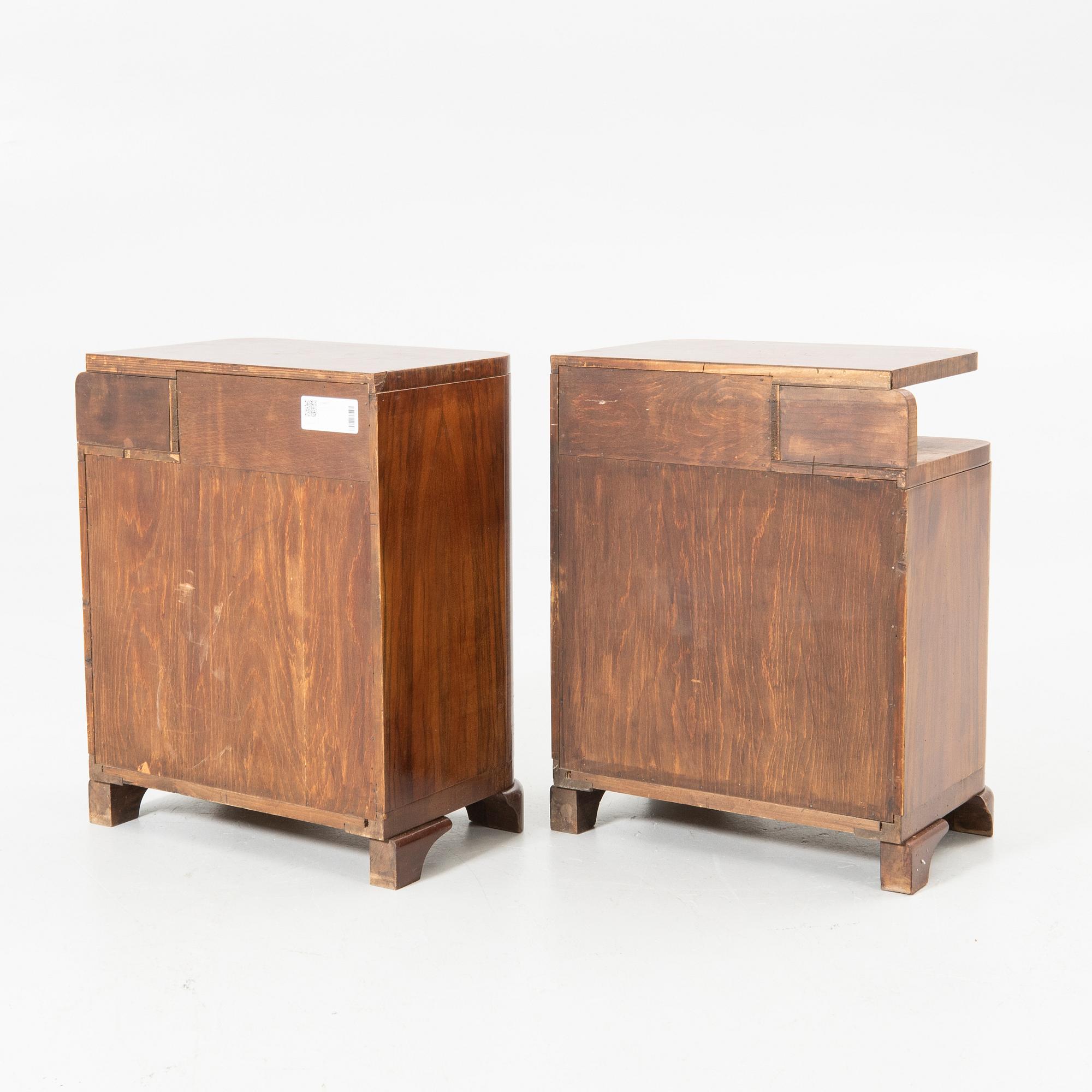 Bedside tables, a pair, first half of the 20th century.