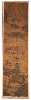 1436. MÅLNINGAR, 8 delar. De åtta odödliga korsar havet. Sen Qing dynastin, 1800-tal.