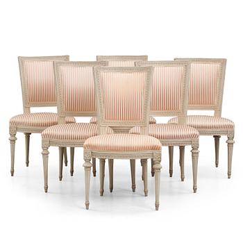 A set of six late Gustavian chairs, late 18th century.