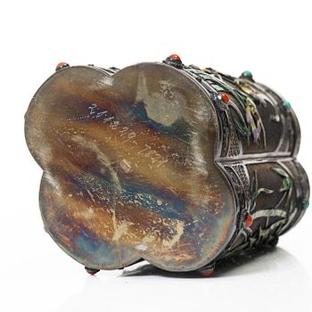 Three enamel and silver boxes, Tibet, first half of the 20th century.