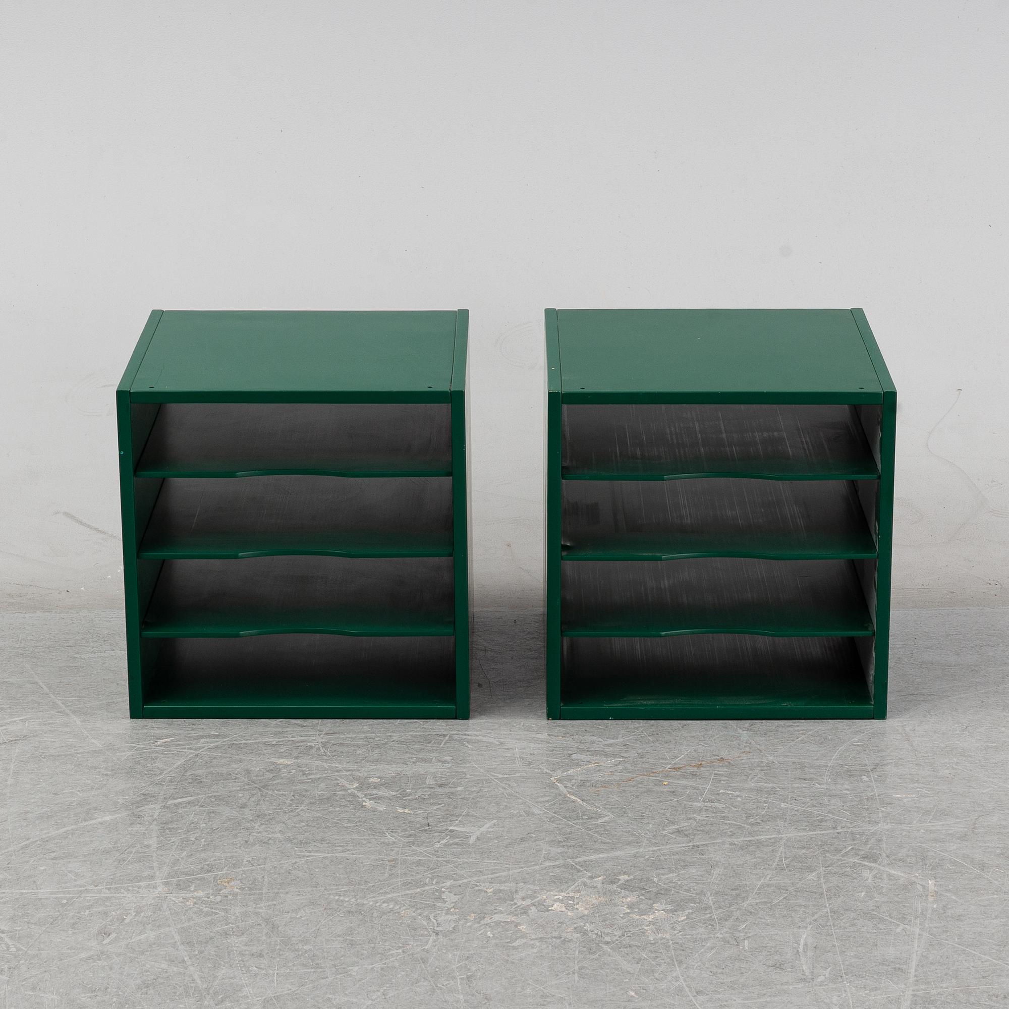 A pair of 'Rapport kub' desk drawers/shelves by Gillis Lundgren, IKEA, 1970's.