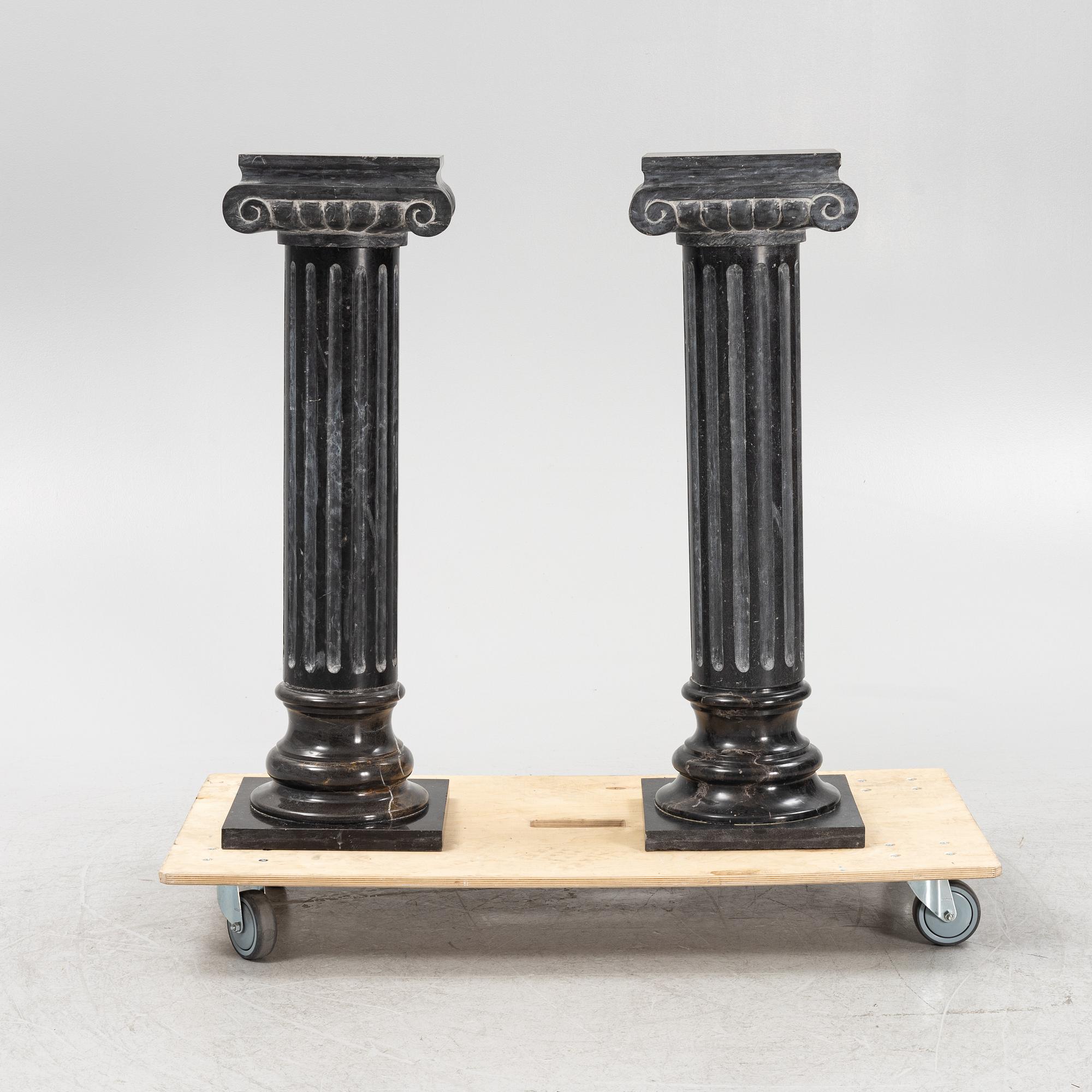 Pedestals, a pair, Stone and marble.