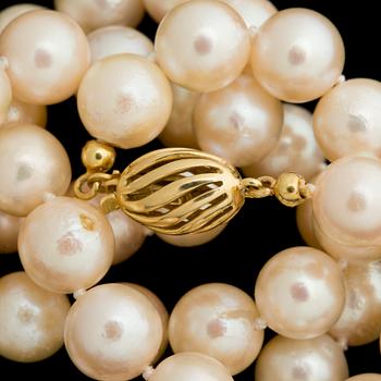 COLLIER, odlade pärlor. Lås i 18K guld.