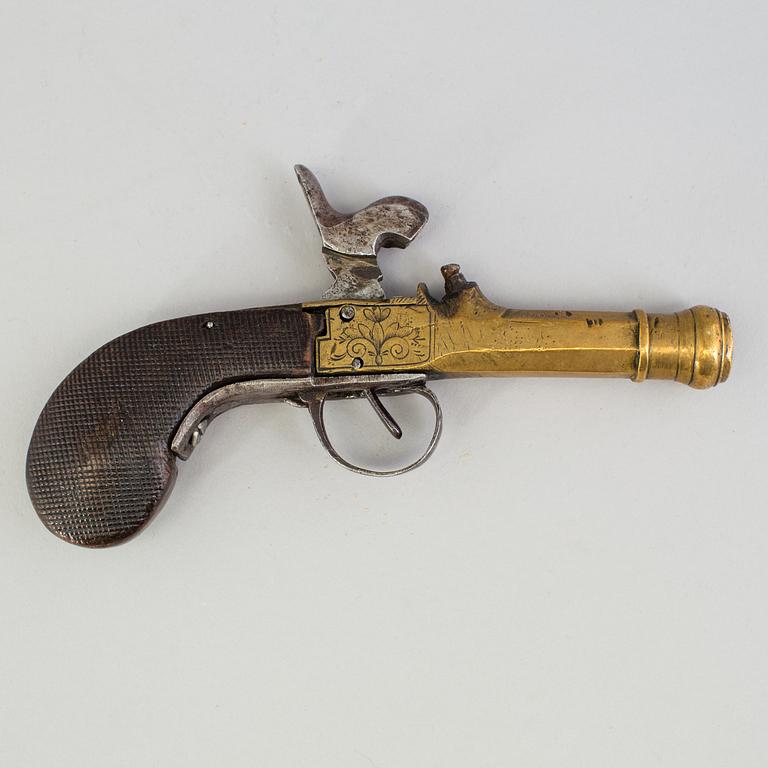 A BELGIUM PERCUSSION PISTOL, mid 19th century.