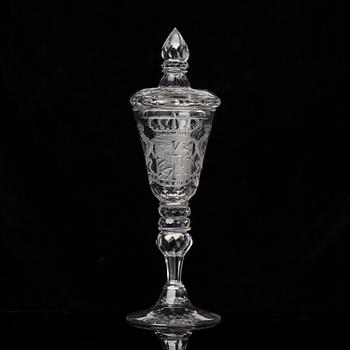 A large engraved goblet, Kungsholms glasbruk, 18th century.