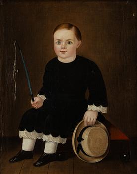 Andreas Herman Hunæus, attributed to, Boy with a riding crop and a straw hat.