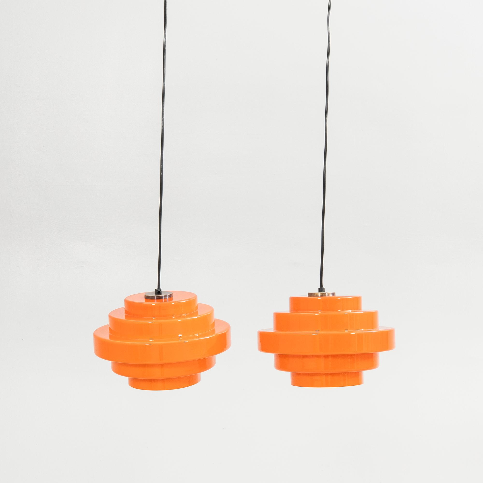 Ceiling lamps, a pair, 1970s.