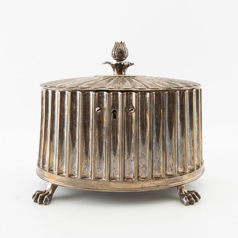 Text: "Pehr Zethelius sugar box silver Stockholm 1797 Gustavian".
