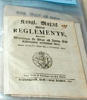 SAMLING DOKUMENT, svensk sjöfart 1748-1835.