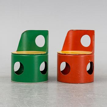 A pair of "Tubus" childs' chairs by LArs Stiernström, KF Interiör, model launched 1969.