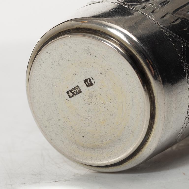 Bägare, 5 st, silver, Ryssland, 1800/1900-tal.