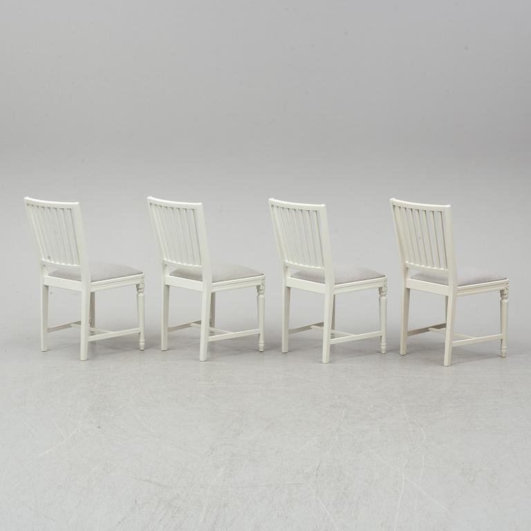 Four gustavian style chairs, late 20th century.