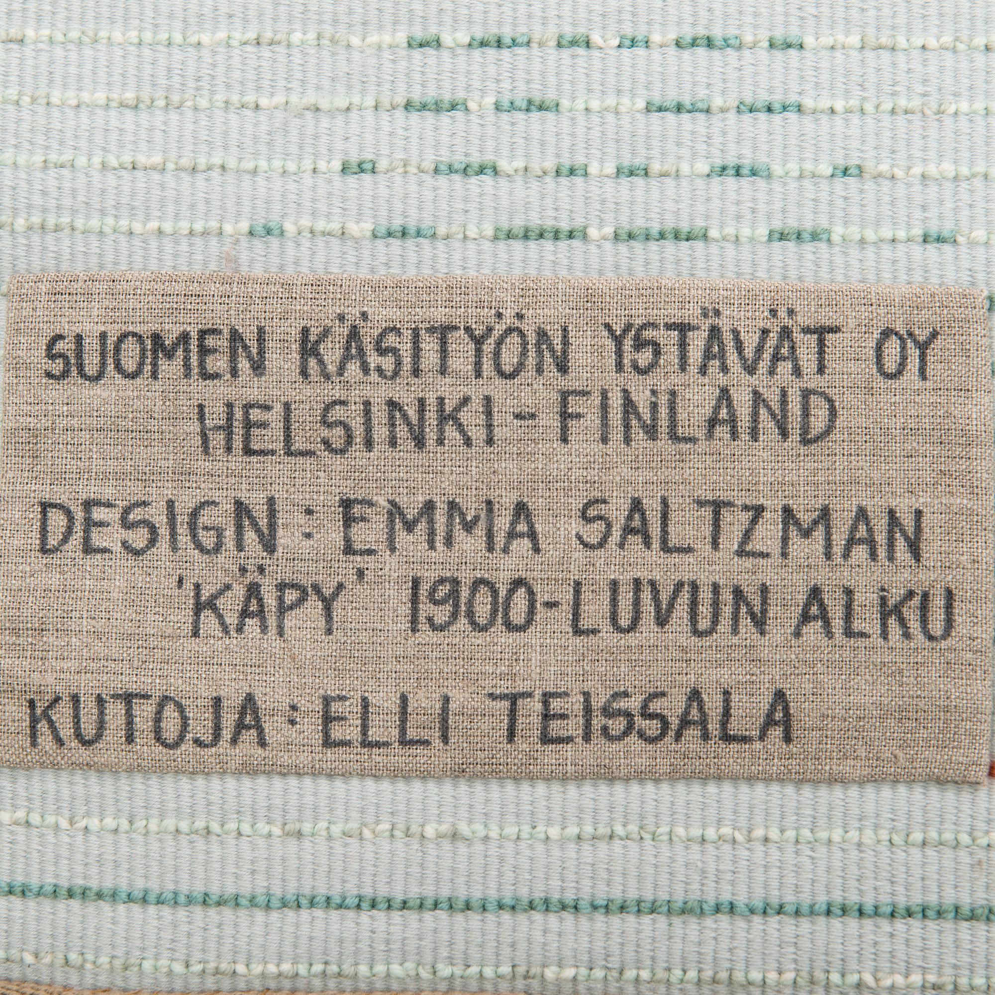 Emma Saltzman, ryarug for Friends of Finnish Handicraft. Circa 180 x 120 cm.