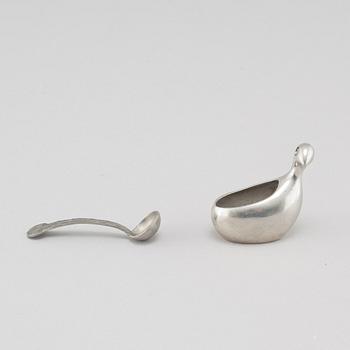 A "Kirun" salt bowl in pewter by Lars Pirak, 20th century.