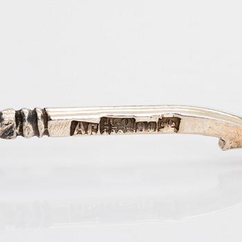 teskedar, 6 st, silver, niello, Moskva 1892. Kyrillisk mästrarstämpel AG.K.
