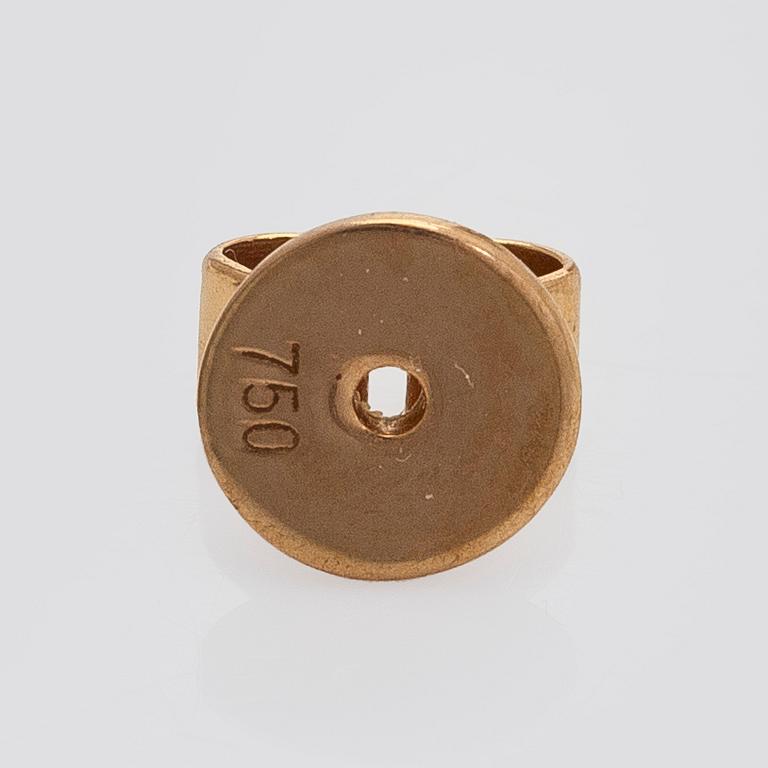 Earrings, cabochon cut rose quartz, diamonds, 18K gold, Italy.