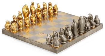 811. A Marie-Louise Idestam-Blomberg pewter chess set, Firma Svenskt Tenn 1930.