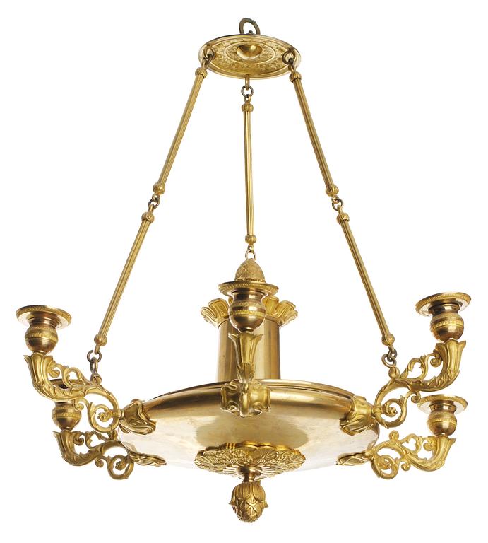 AMPEL, för sex ljus. Frankrike, 1800-talets första hälft. Senempire.
