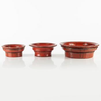 A set with three lacquer trays, 20th Century.