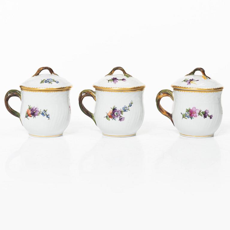 Royal Copenhagen, six cream cups, "Sachsisk Blomst", Denmark, 1889 - 1922.