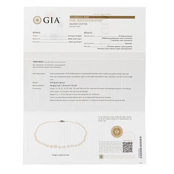 Necklace with natural and cultured pearls, accompanying GIA report.