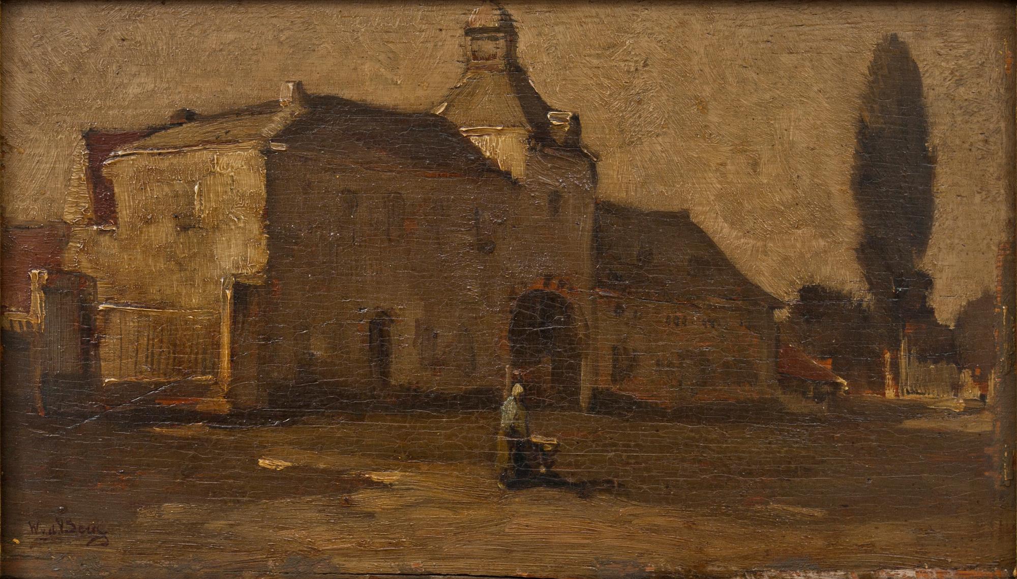 OKÄND KONSTNÄR, olja på pannå, signerad W. v. d. Berg. 1800-tal.