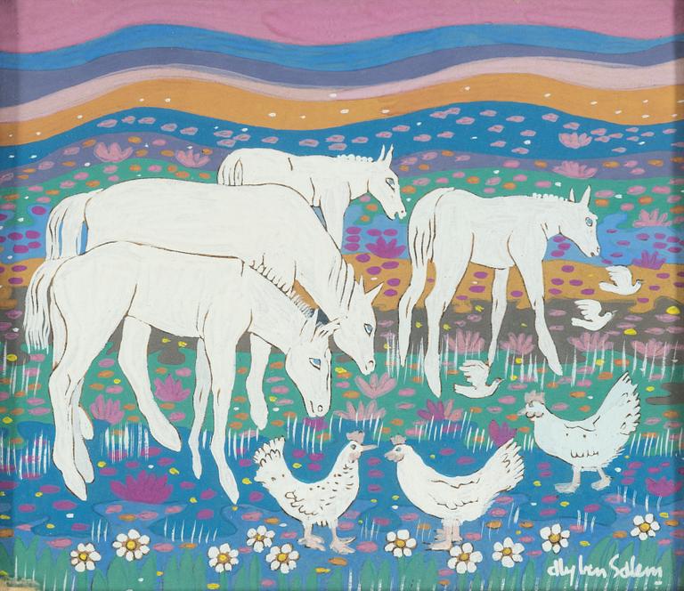 ALY BEN SALEM, gouache/akvarell, signerad.