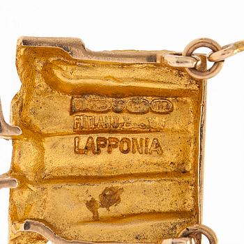 Björn Weckström, kaulakoru, "Kelohelmet", 14K kultaa ja viljeltyjä helmiä, Lapponia 1969.