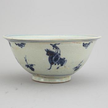 Three blue and white Ming dynasty (1368-1644) bowls.