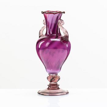 Simon Gate, & Knut Bergqvist, Heinrich Wollman, a purple graal glass vase, Orrefors Sweden 1917.