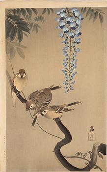 Ohara Koson, a large oban woodblock print in colours, 1930s.