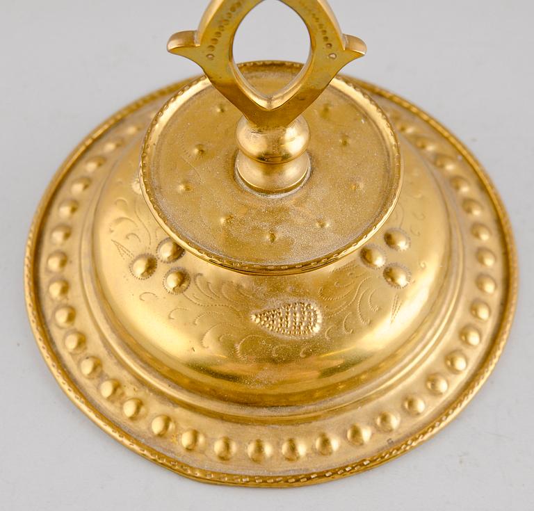 KANDELABRAR, 1 par, mässing, barockstil,  sekelskiftet 1900.