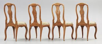 Four Swedish Rococo 18th century chairs.