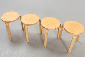 Alvar Aalto, 4 stools, model 60, Artek.